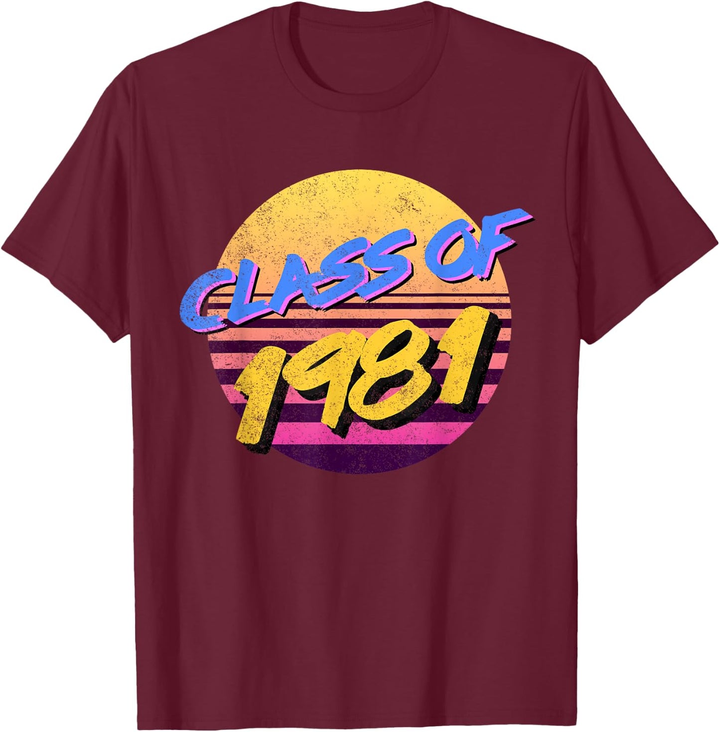 80s Style Class of 1981 T-Shirt - T-Shirt | Maroon