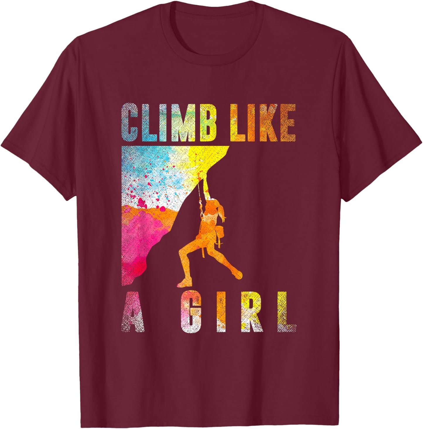 Bouldering Rock Climber Women Girls Kids Rock Climbing T-Shirt - T-Shirt | Maroon