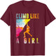 Bouldering Rock Climber Women Girls Kids Rock Climbing T-Shirt - T-Shirt | Maroon
