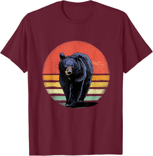 Retro Vintage Black Bear T-Shirt - T-Shirt | Maroon