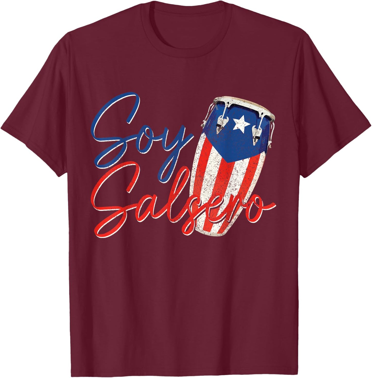Puerto Rico Salsa Dancing Music Flag Caribbean Souvenir T-Shirt - T-Shirt | Maroon