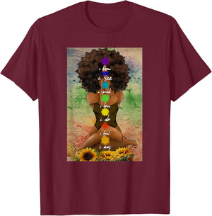 Yoga African American Wall Art T-Shirt - T-Shirt | Maroon