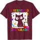 I Survived Third 3rd Grade Funny Graduation Cat Kids T-Shirt - T-Shirt | Maroon