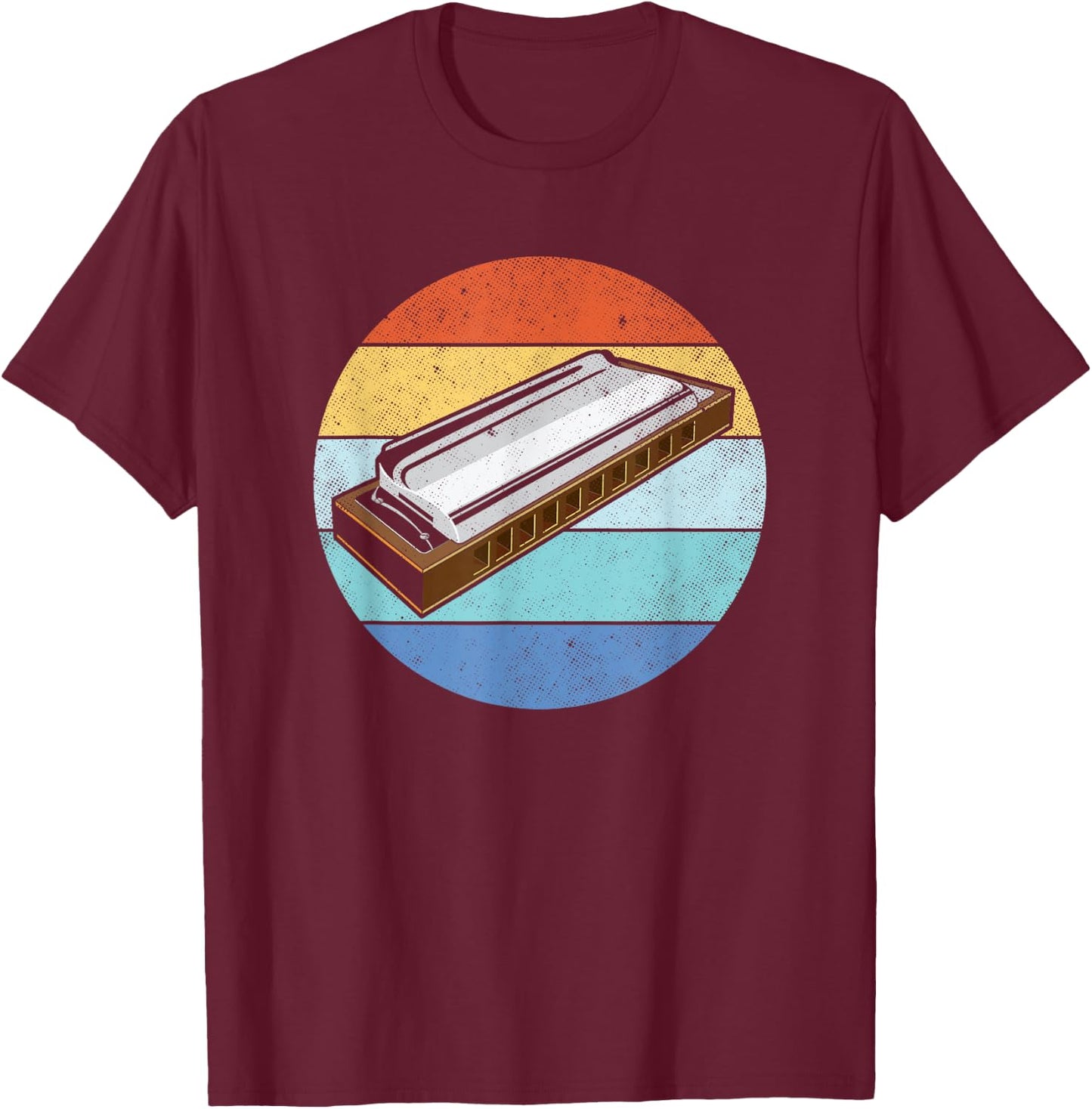 Harmonica Vintage Retro Harmonica Player Gift T-Shirt - T-Shirt | Maroon