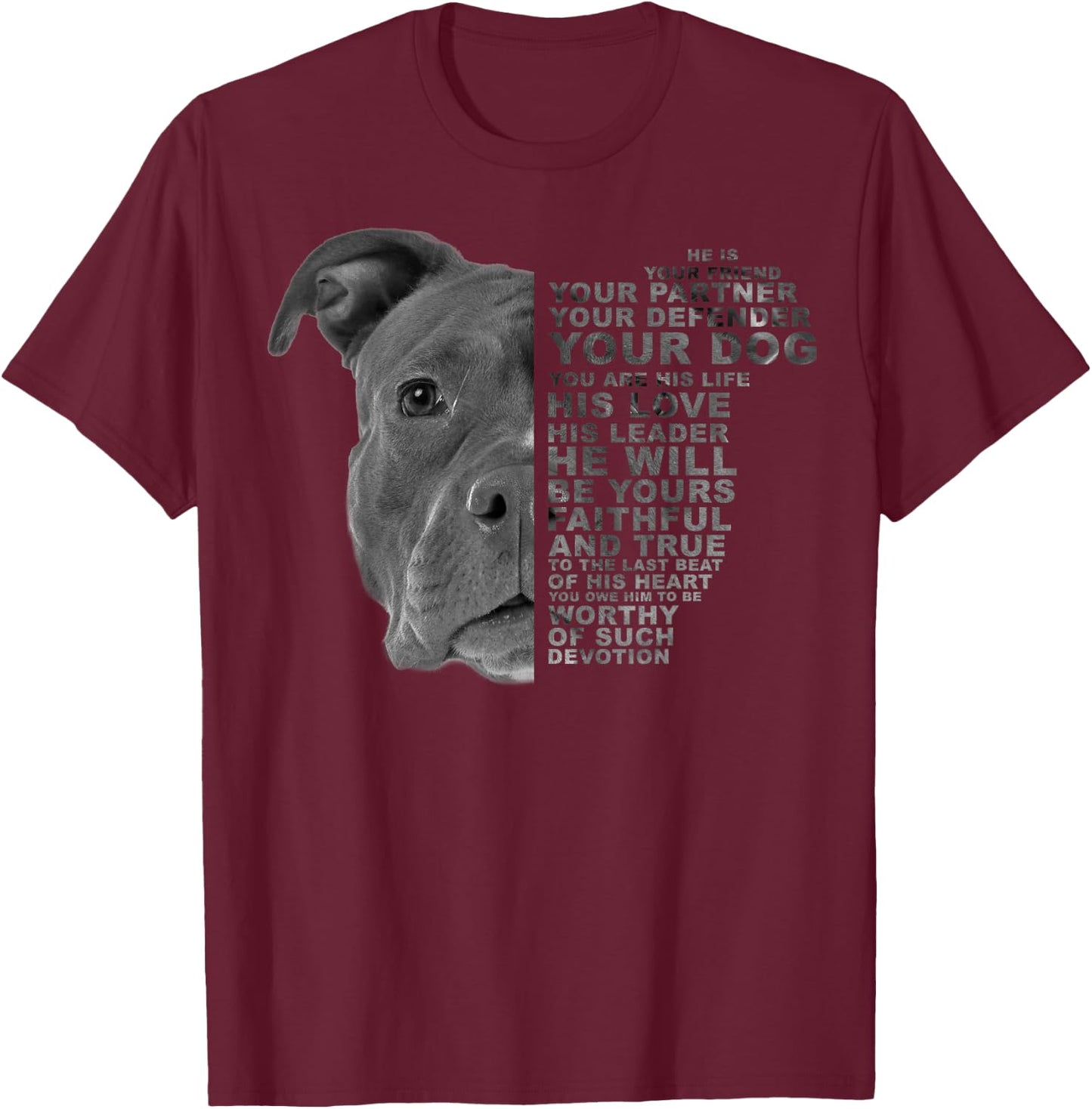 He Is Your Friend Your Partner Your Dog Pitbull Pittie T-Shirt - T-Shirt | Maroon