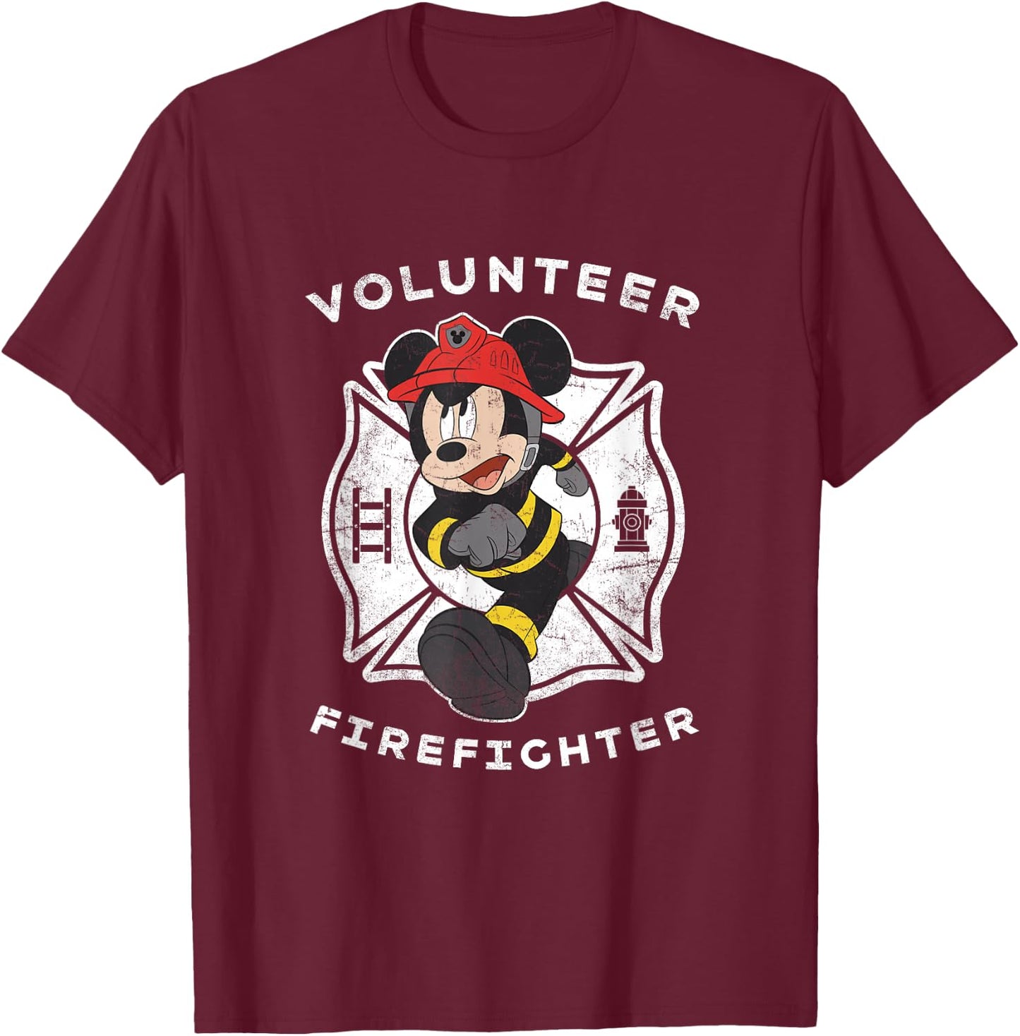 Disney Mickey and Friends Mickey Mouse Volunteer Firefighter T-Shirt - T-Shirt | Maroon