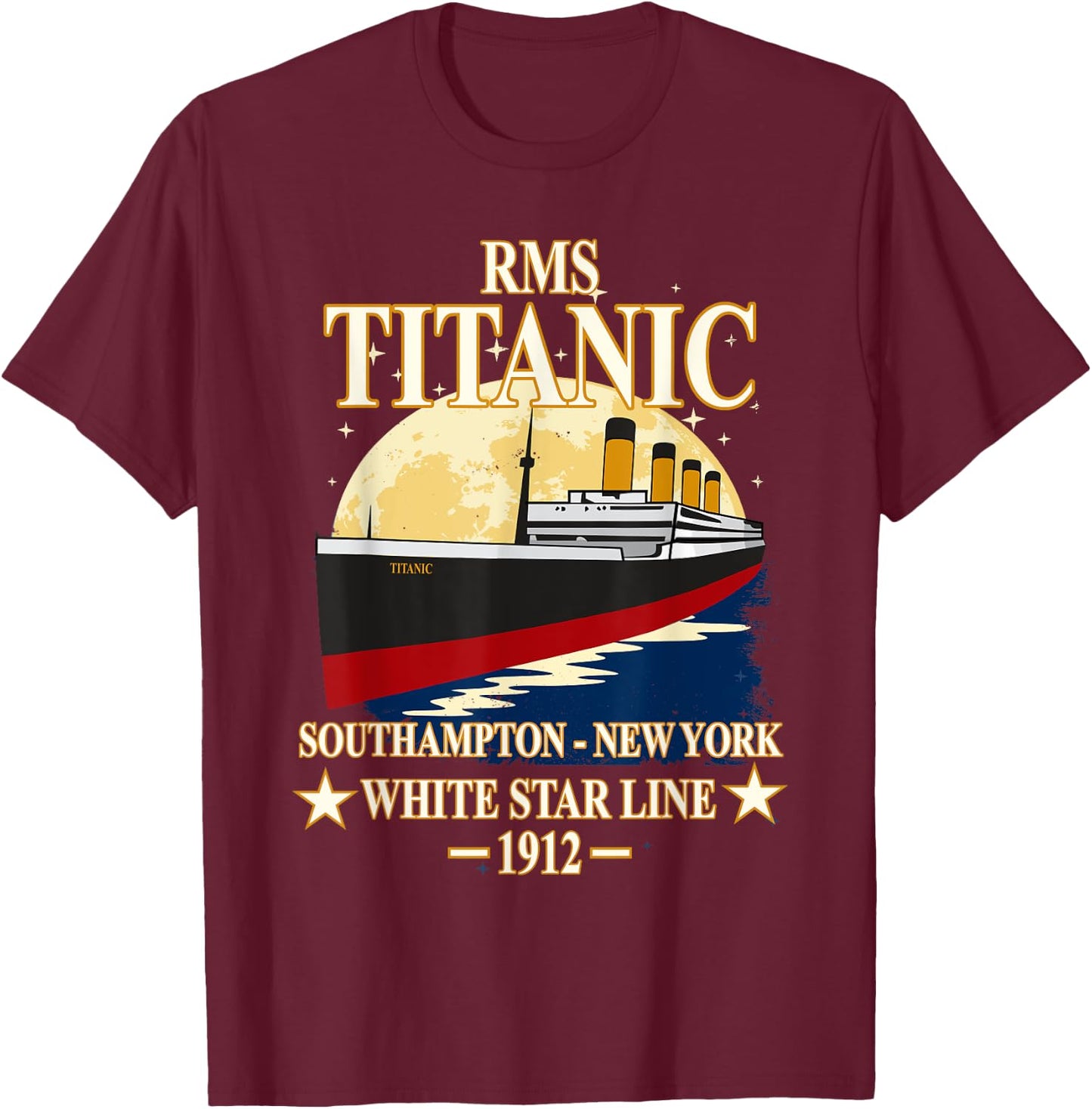 RMS TITANIC White Star Line Cruise Ship 1912 Boys Girls Kids T-Shirt - T-Shirt | Maroon