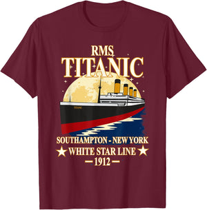 RMS TITANIC White Star Line Cruise Ship 1912 Boys Girls Kids T-Shirt - T-Shirt | Maroon