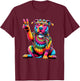 Peace Sign Tie Dye Pit Bull Dog Women Kids T-Shirt - T-Shirt | Maroon