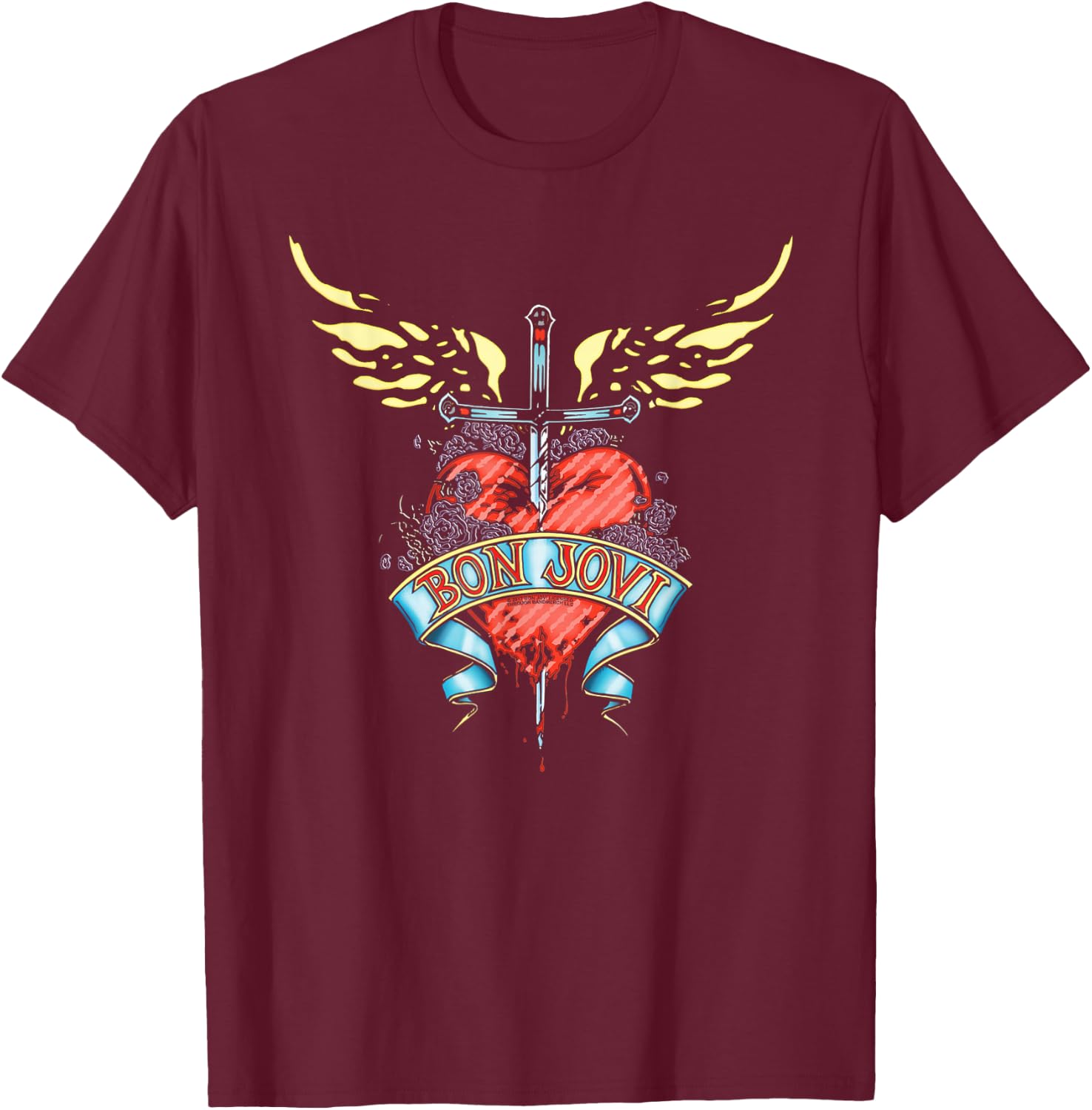 Bon Jovi Daggered T-Shirt - T-Shirt | Maroon