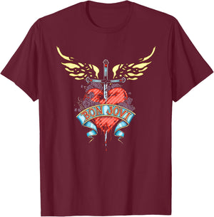 Bon Jovi Daggered T-Shirt - T-Shirt | Maroon