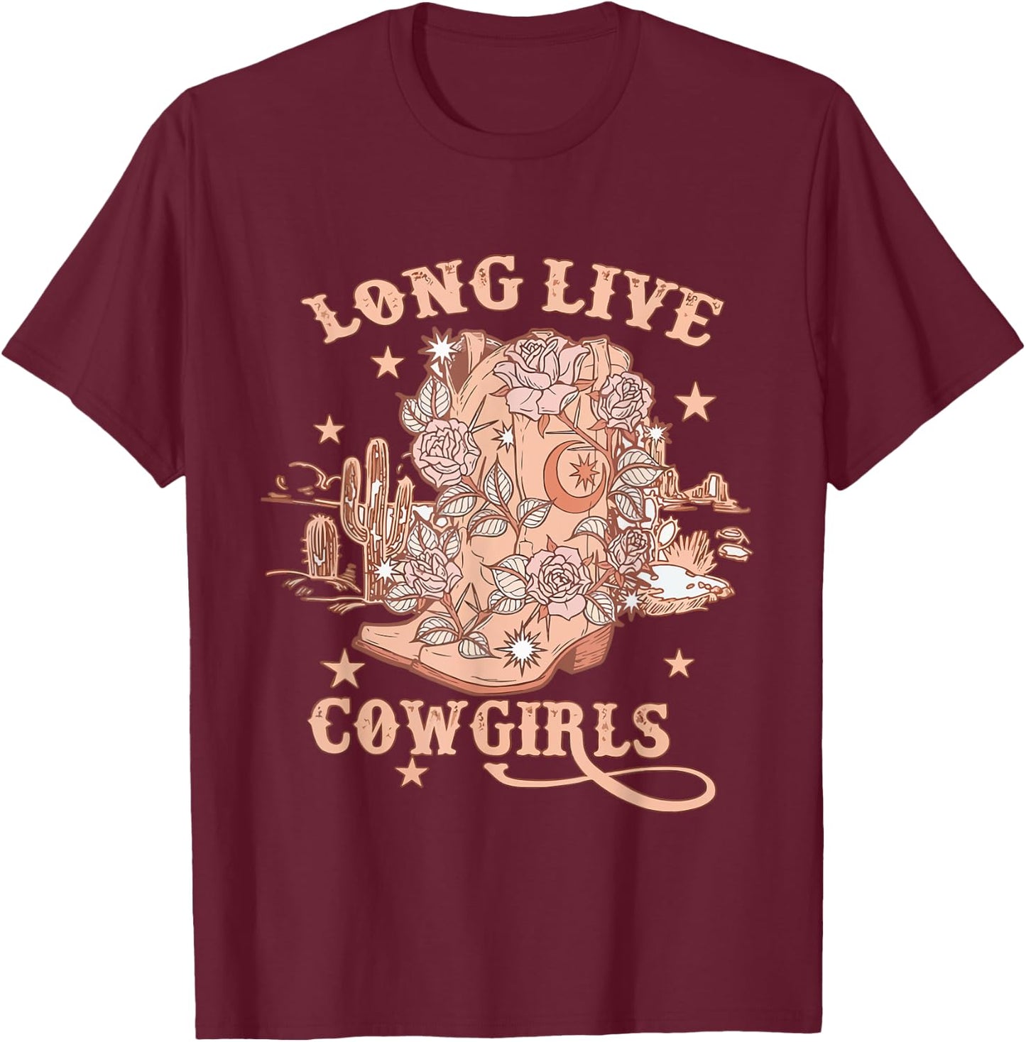 Long Funny Live Country Gifts Southern For Cowgirls Black T-Shirt - T-Shirt | Maroon