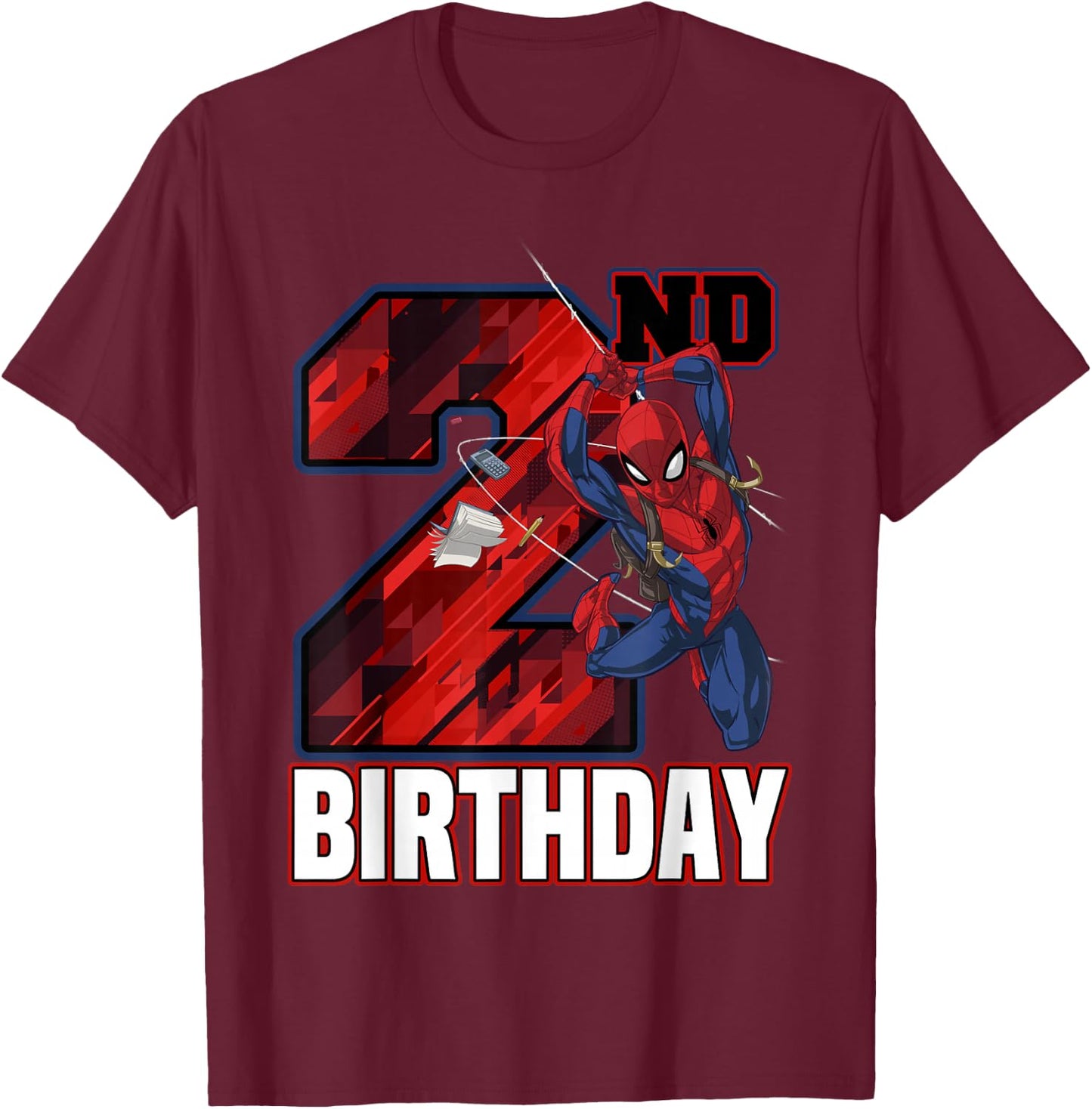 Marvel Spider-Man Web Swing 2nd Birthday T-Shirt - T-Shirt | Maroon