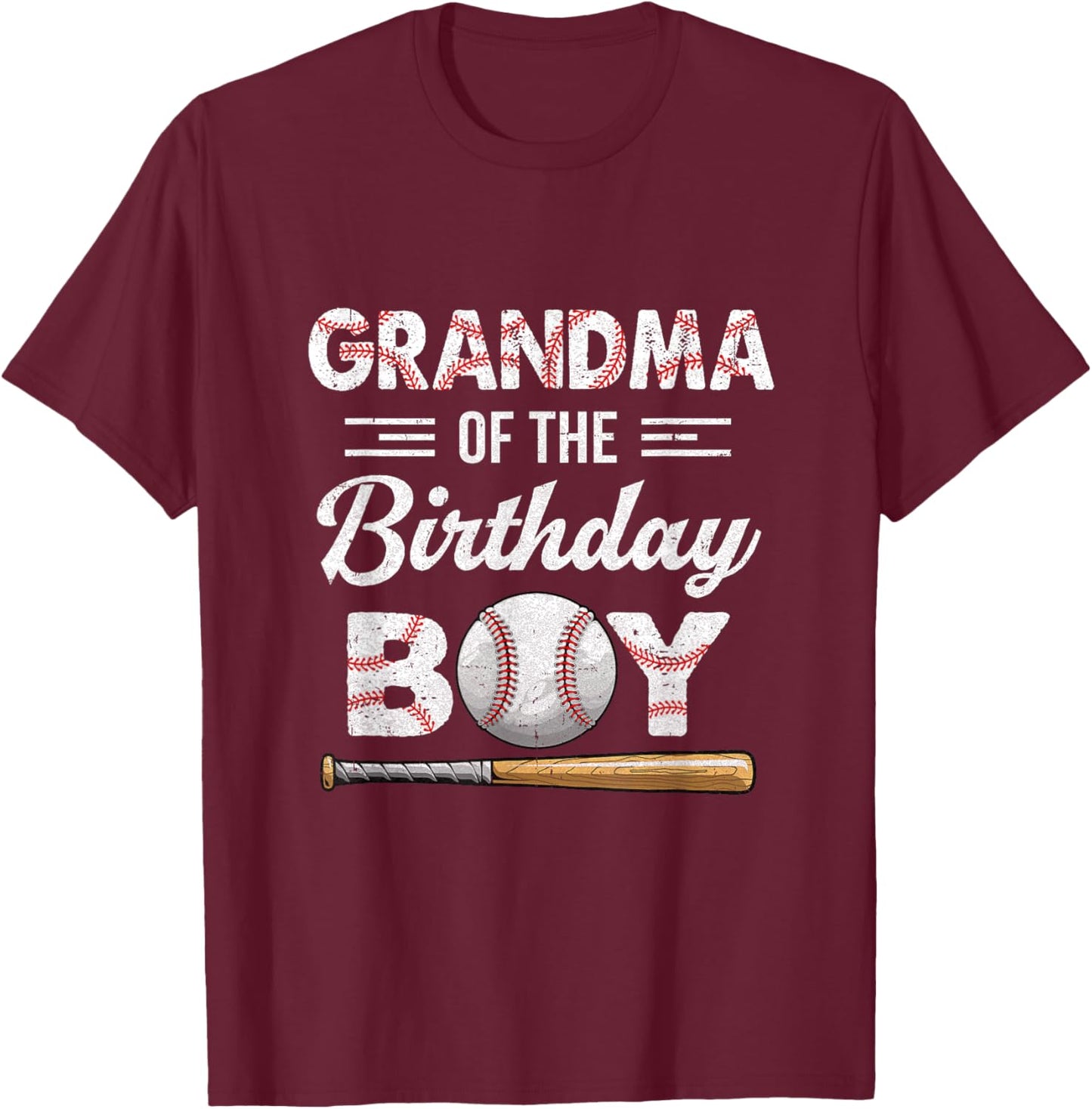 Grandma Of The Birthday Boy Baseball Matching Family Party T-Shirt - T-Shirt | Maroon