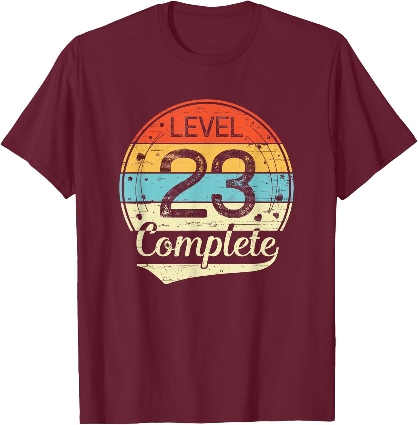 Level 23 Complete Retro 23rd Wedding Anniversary T-Shirt - T-Shirt | Maroon
