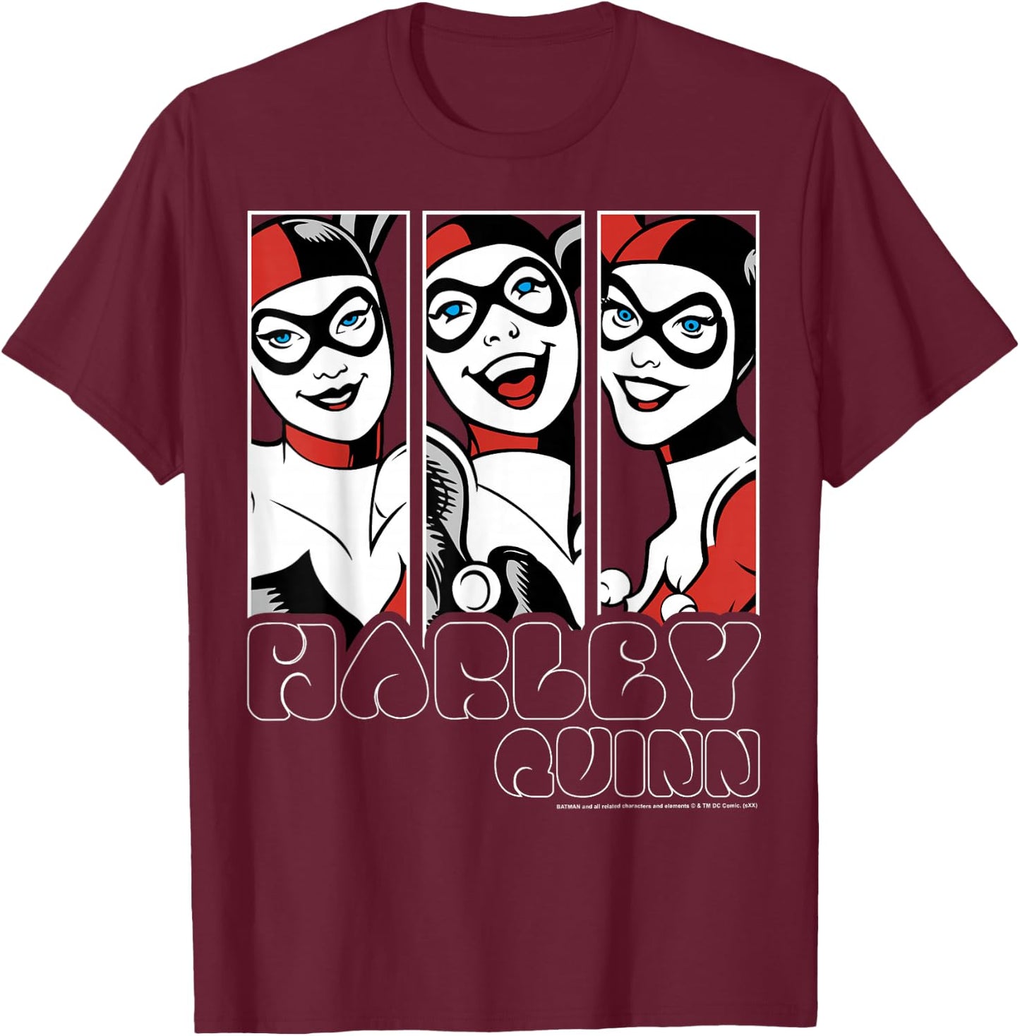 DC Comics Batman Harley Quinn Panels T-Shirt - T-Shirt | Maroon
