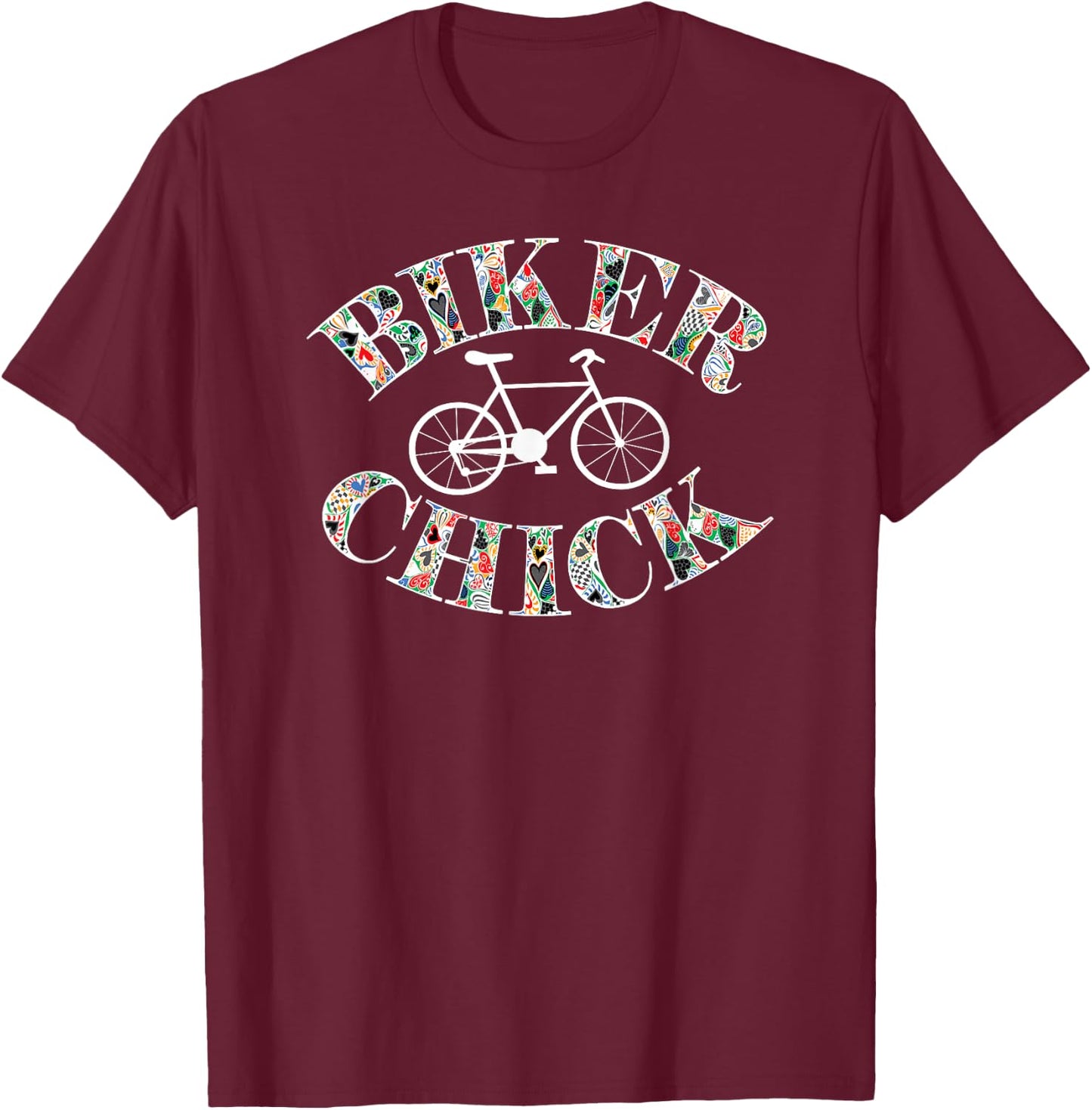 Biker Chick Bike T-Shirt - T-Shirt | Maroon