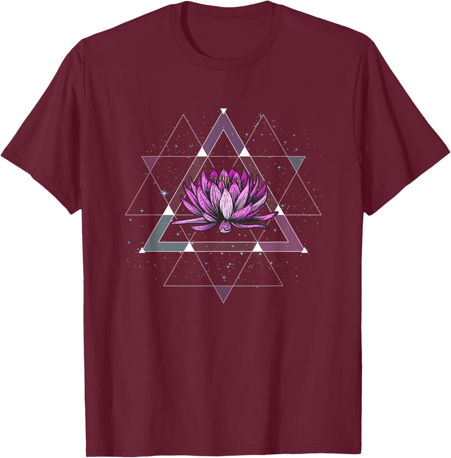 Lotus Flower Sacred Geometry Yoga Meditation Spiritual Zen T-Shirt - T-Shirt | Maroon