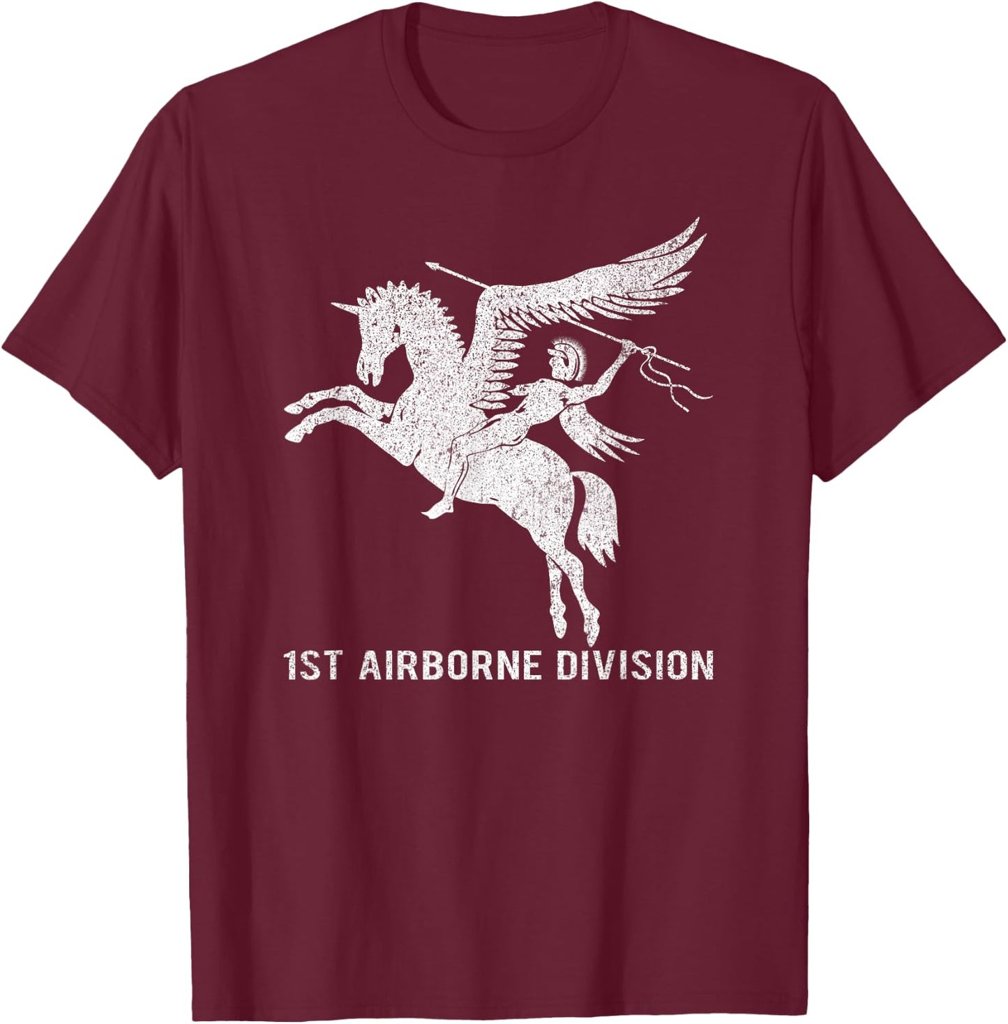 1st Airborne Division British WW2 Infantry Pegasus Insignia T-Shirt - T-Shirt | Maroon
