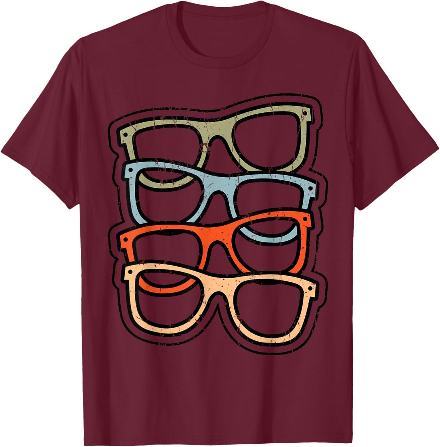 Retro Eye Glasses Sunglasses Optometrist Ophthalmologist T-Shirt - T-Shirt | Maroon