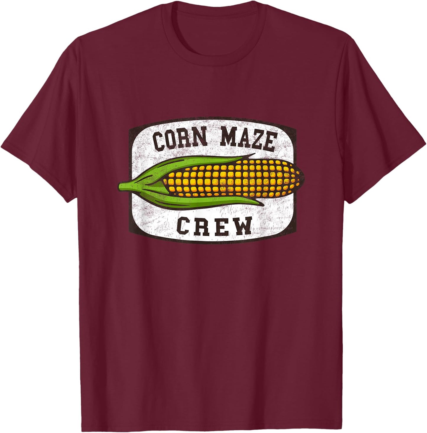 Corn Maze Crew - Corn Cob Artwork T-Shirt - T-Shirt | Maroon