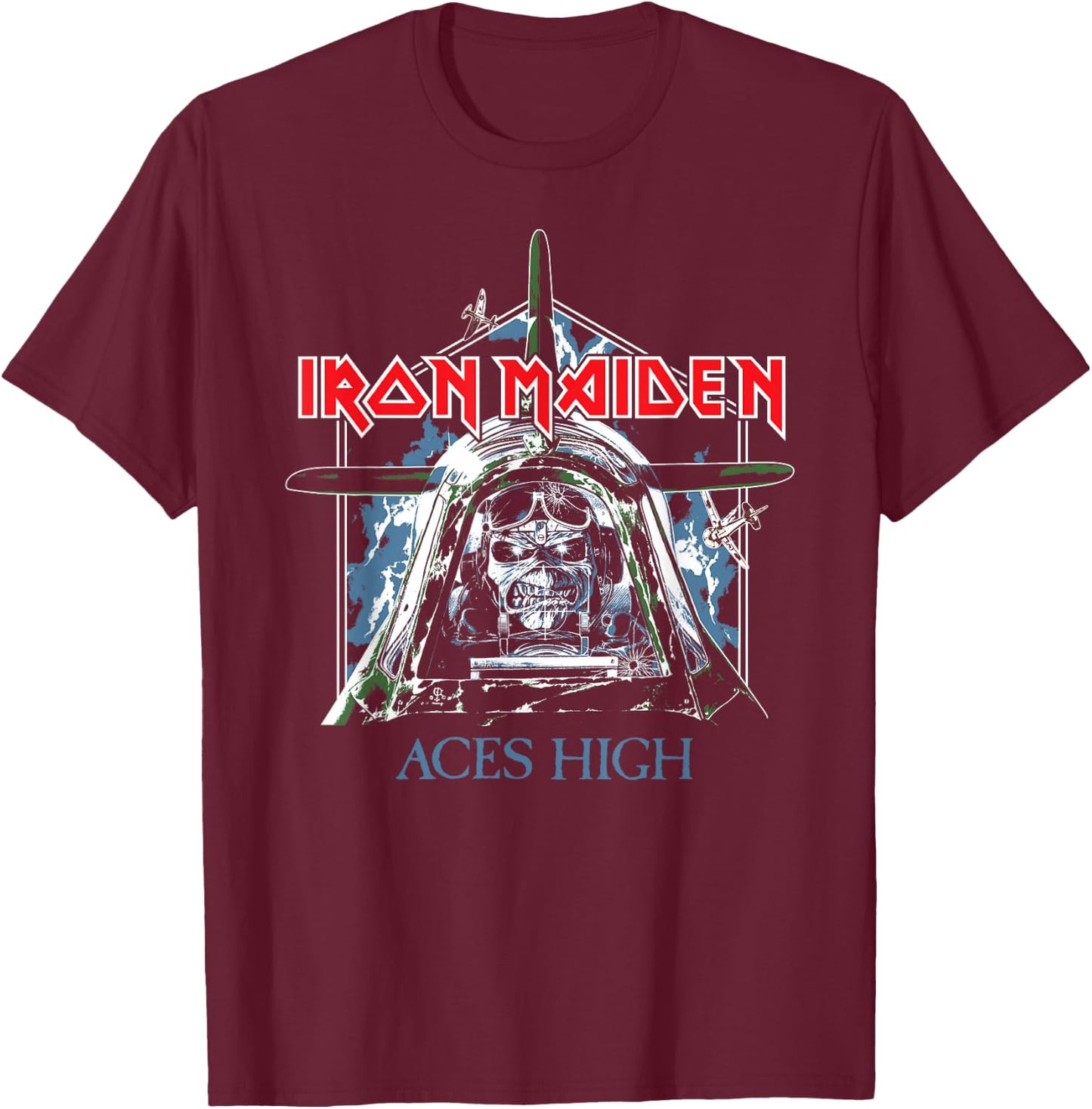 Iron Maiden - Aces High T-Shirt - T-Shirt | Maroon