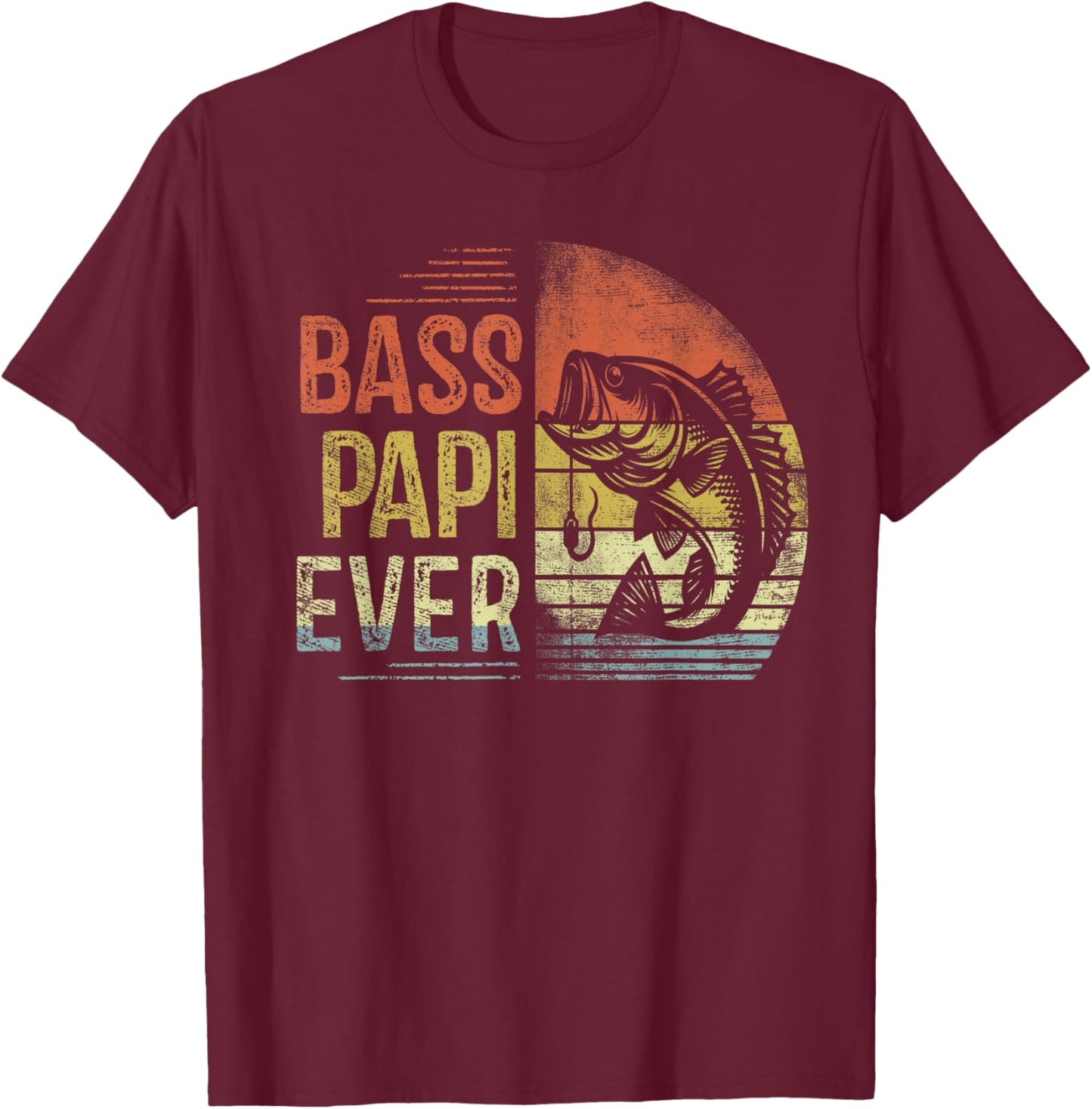 Bass Papi Ever Fishing Gifts Papi Birthday Vintage T-Shirt - T-Shirt | Maroon