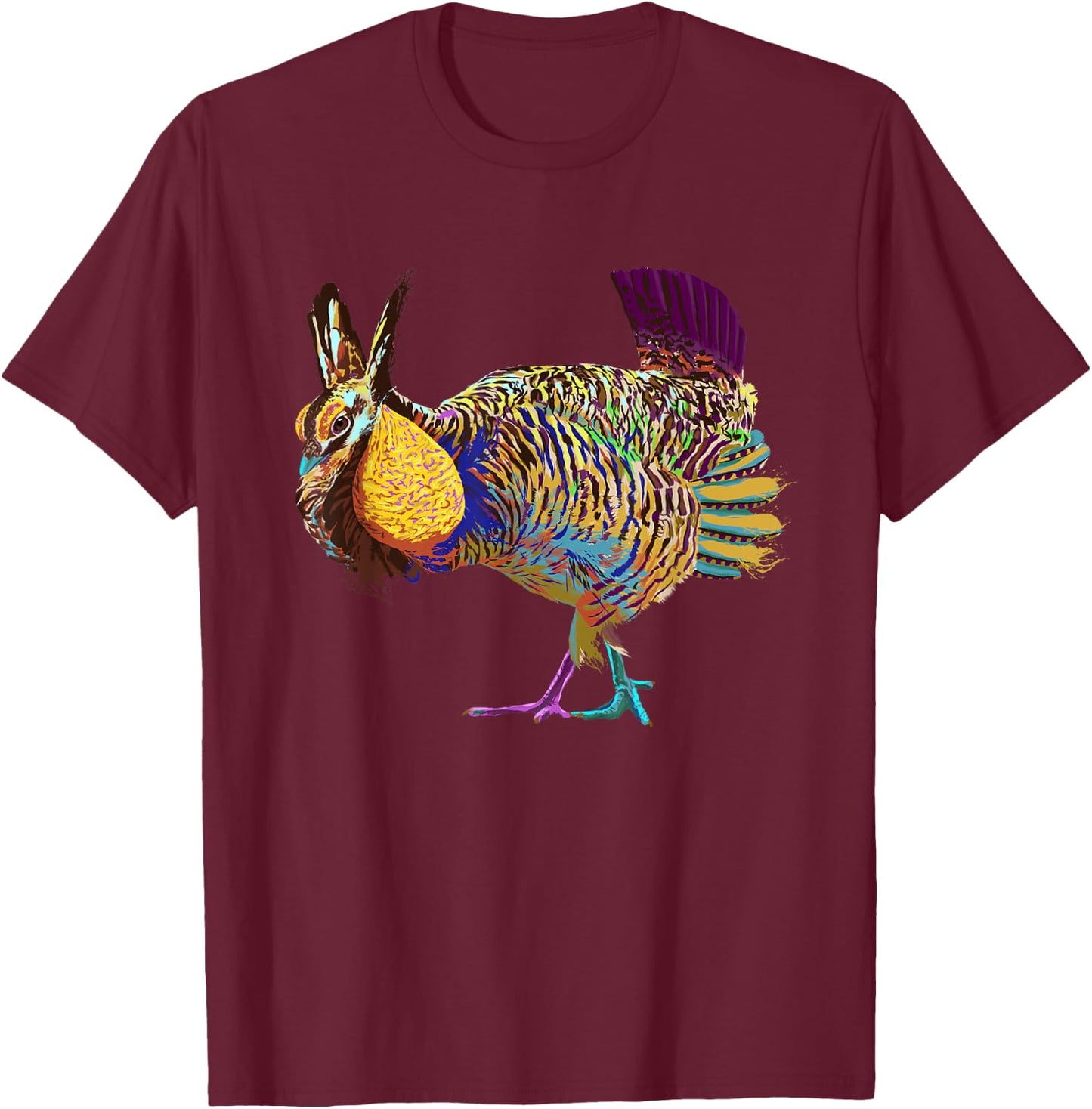 Colorful Prairie Chicken T-Shirt - T-Shirt | Maroon