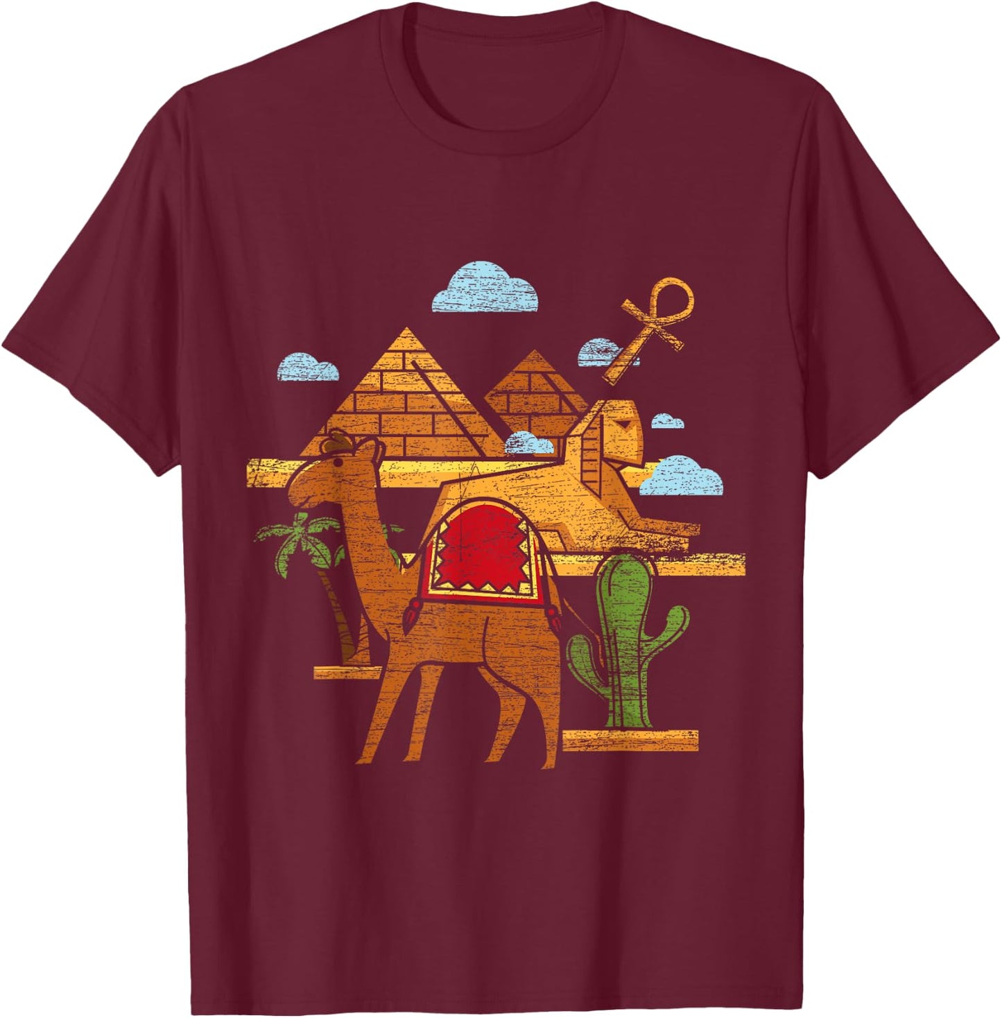 Camel Sphinx Ancient Egypt T-Shirt - T-Shirt | Maroon