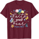 Christian Bible Verse Faith Over Fear Flower Butterfly T-Shirt - T-Shirt | Maroon