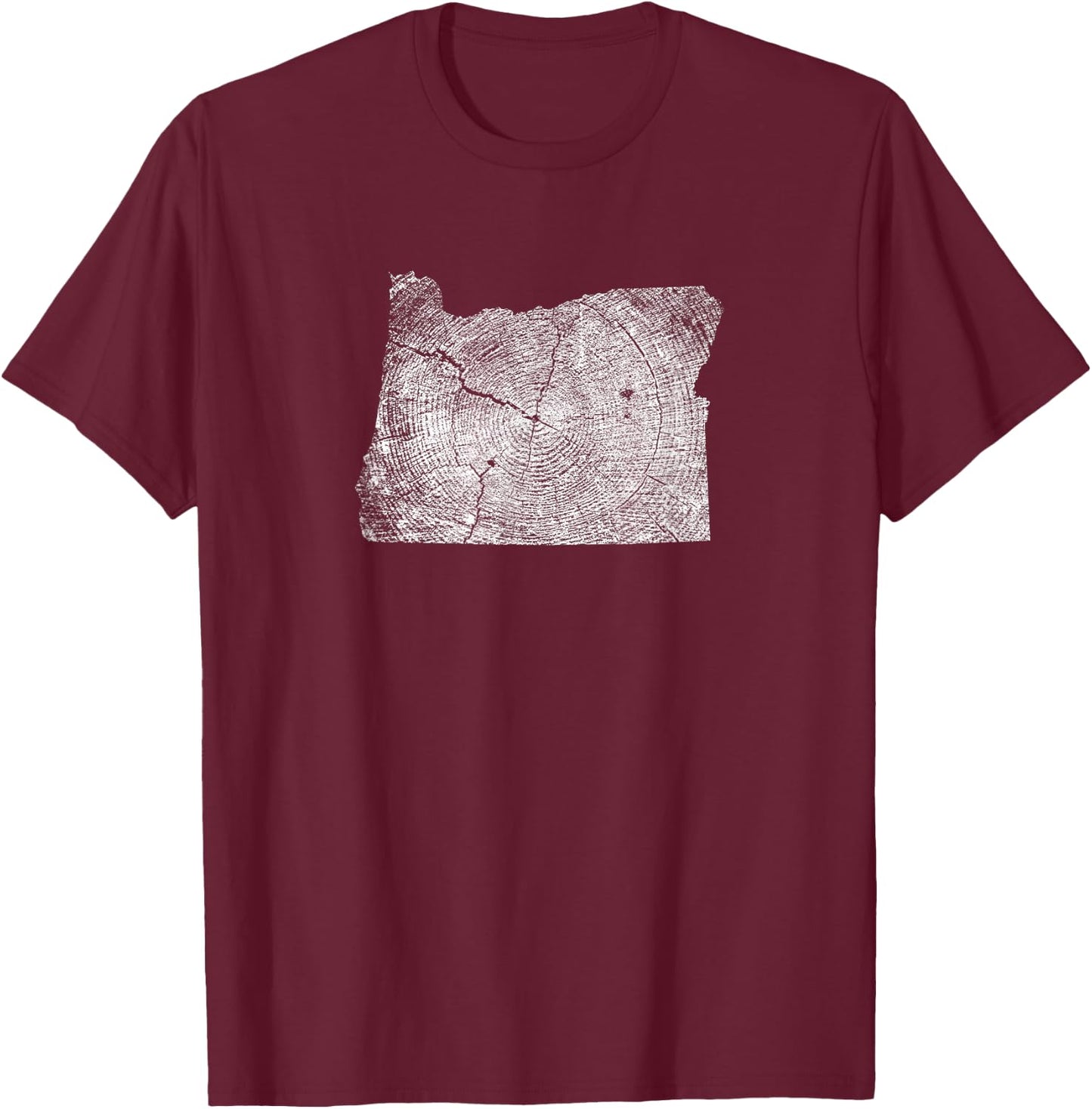 Oregon State Tree Growth Rings Map T-Shirt - T-Shirt | Maroon