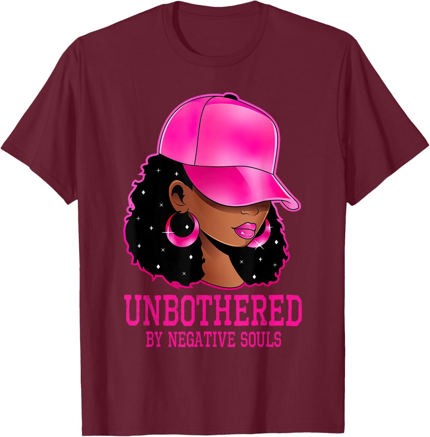 African American Afro Queen Sassy Black Woman Unbothered T-Shirt - T-Shirt | Maroon