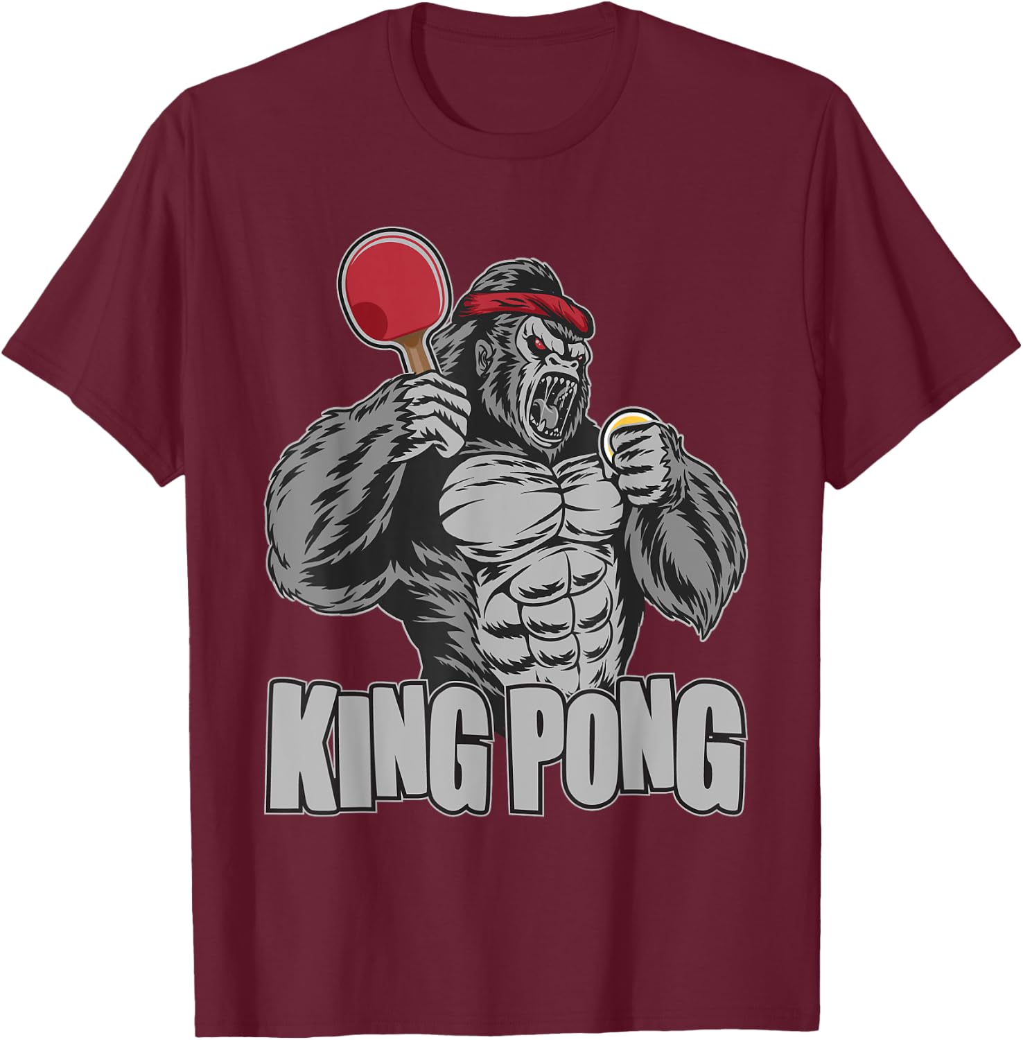 King Pong - Funny Table Tennis Lover Ping Pong Player T-Shirt - T-Shirt | Maroon