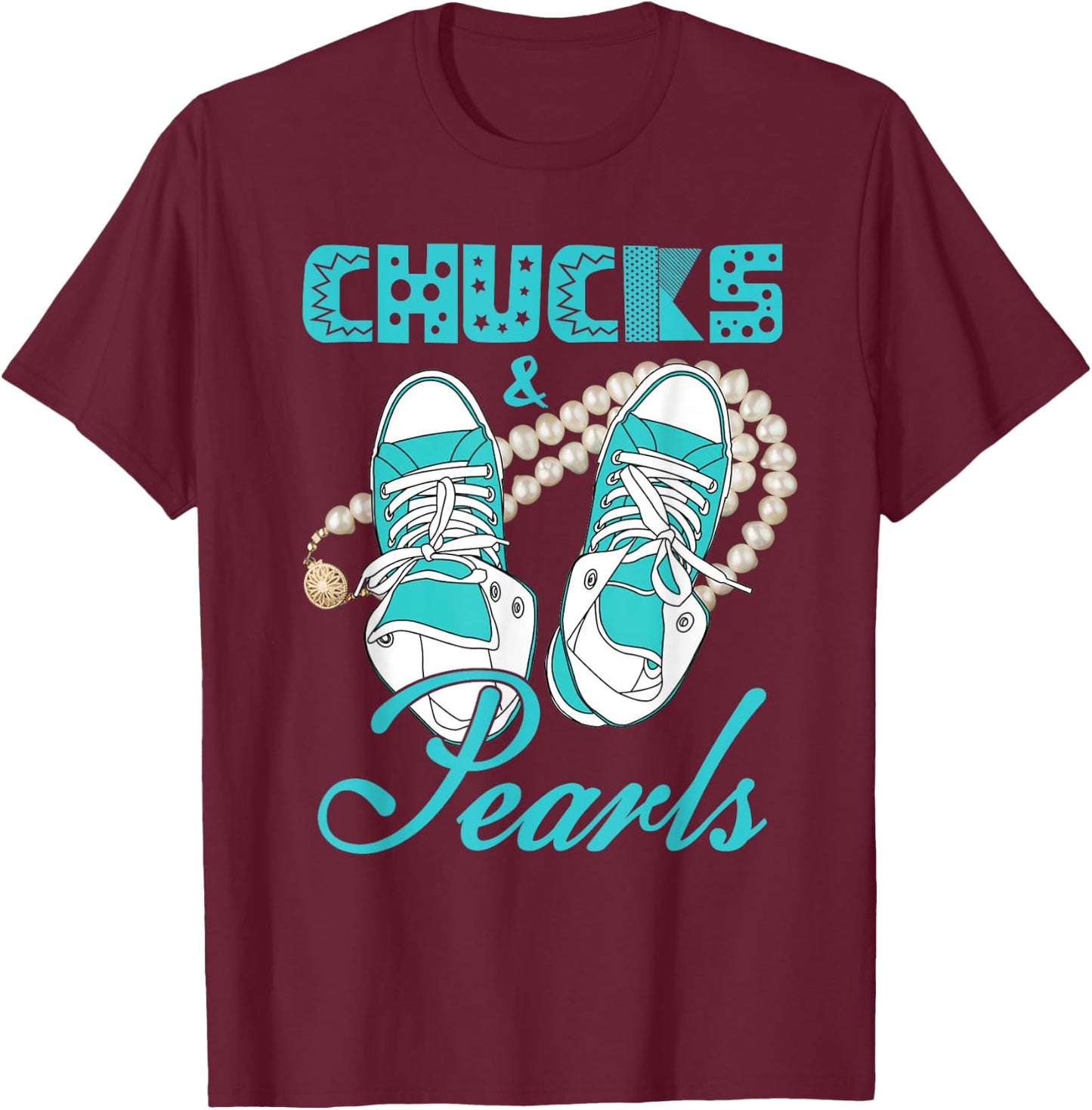 Chucks and Pearls T-Shirt - T-Shirt | Maroon
