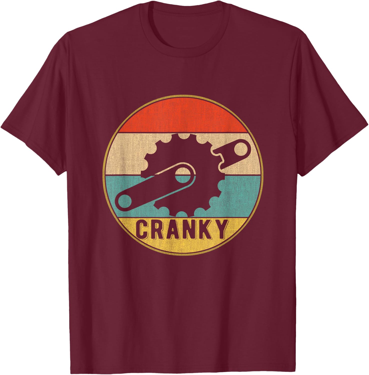 Fahrrad Cranky Vintage-Design Bicycle Retro Cycling - -Adults - Black - Small - Short Sleeve - - Classic Fit - Cotton, Polyester Blend T-Shirt - T-Shirt | Maroon