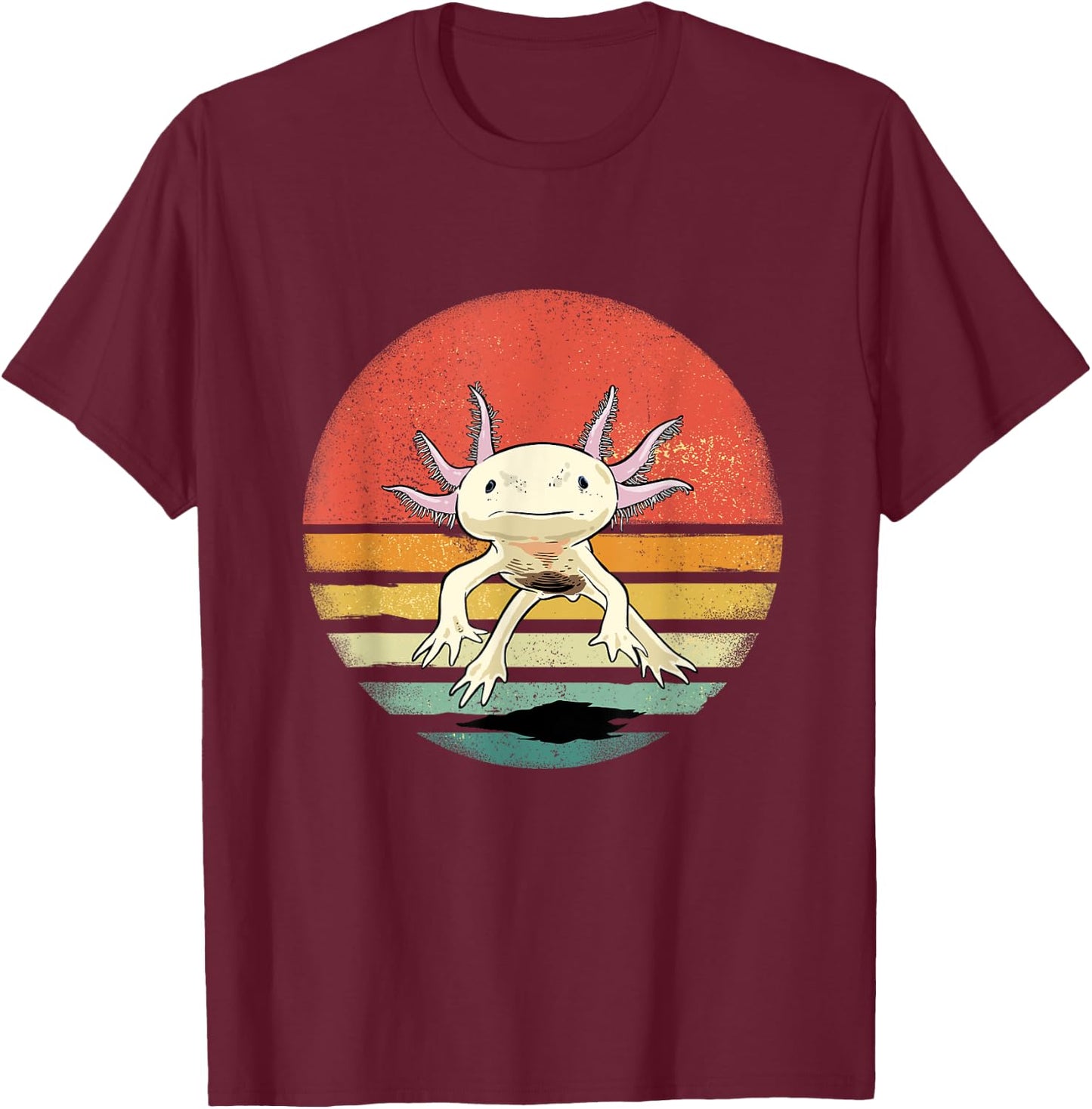 Wowsome! Adult Axolotl Retro Vintage - Black - Small T-Shirt - T-Shirt | Maroon