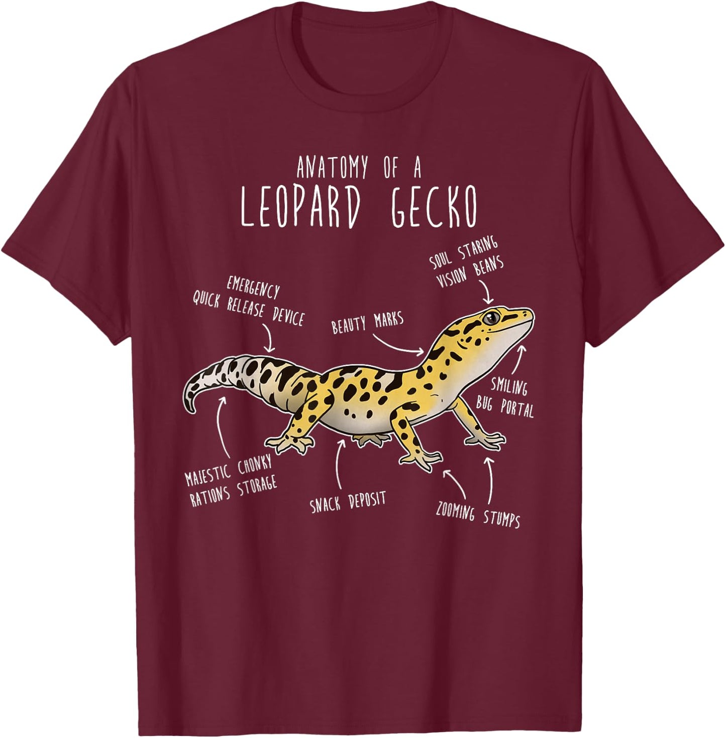 Anatomy of a Leopard Gecko, Funny Pet Reptile Lizard Lover T-Shirt - T-Shirt | Maroon