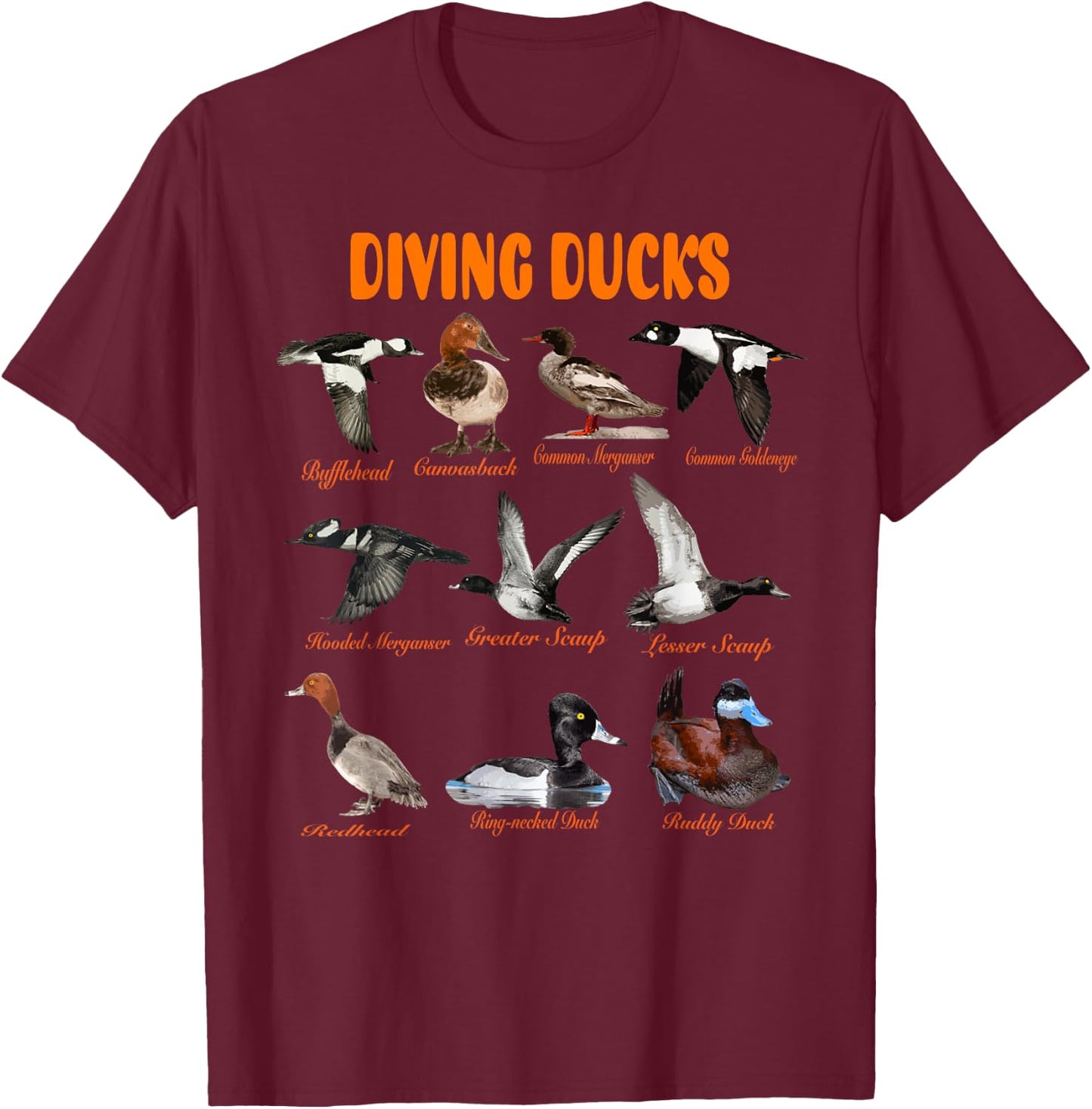 Diving Ducks Hunter Duck Hunting Trip Canvasback Merganser T-Shirt - T-Shirt | Maroon