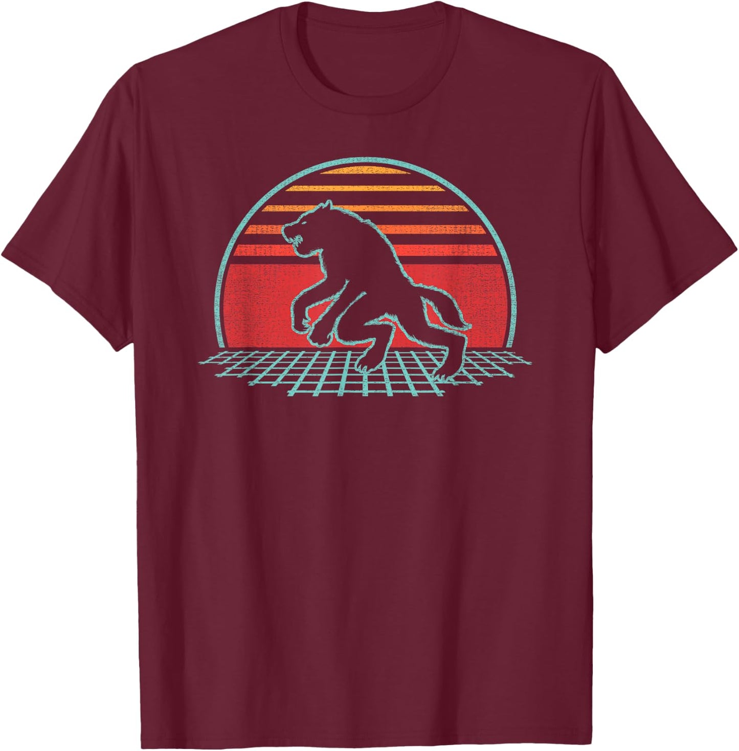 Werewolf Retro Vintage 80s Style Gift T-Shirt - T-Shirt | Maroon