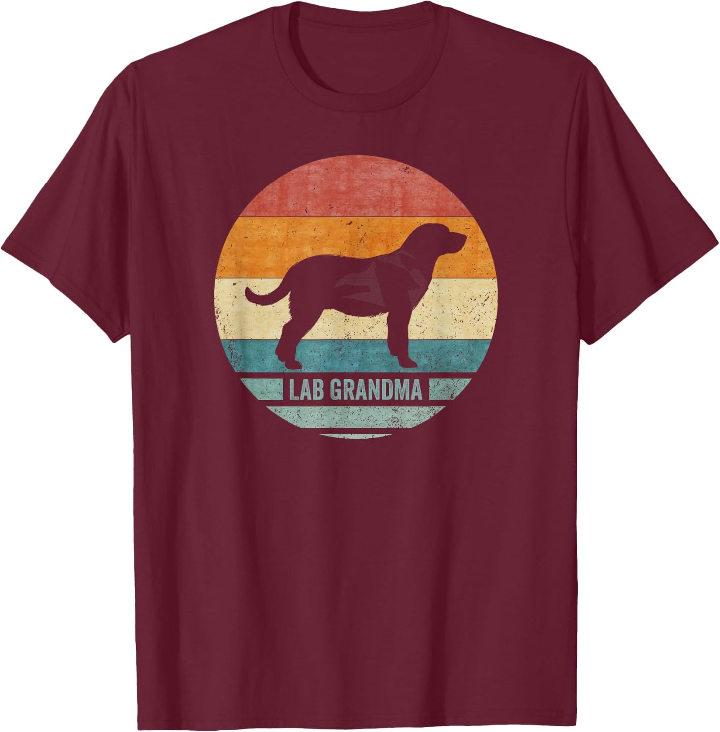 Vintage Labrador Retriever Grandma Lab Silhouette Sunset T-Shirt - T-Shirt | Maroon