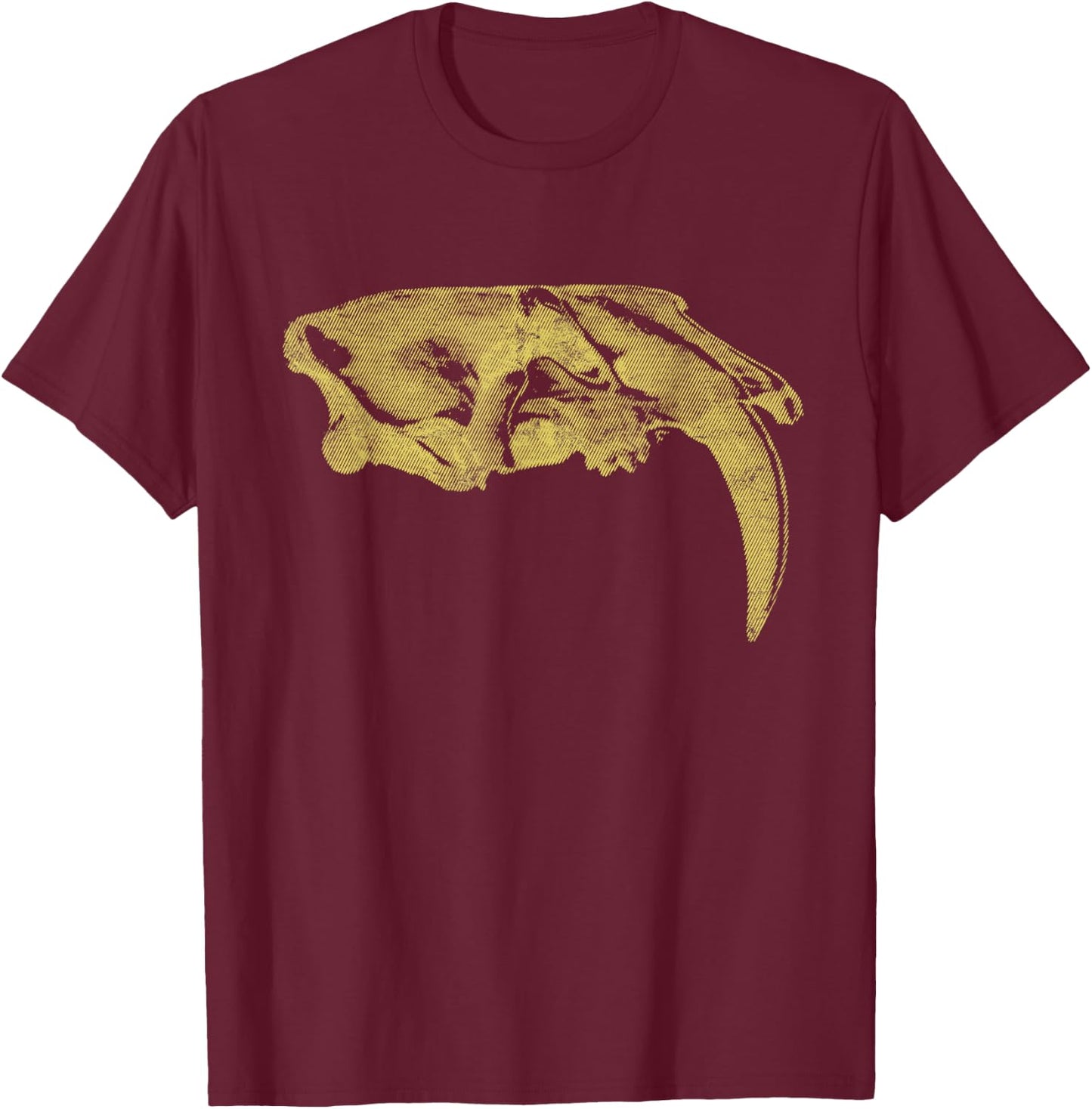Saber Toothed Tiger Skull - Smilodon Saber Tooth Cat Gift Men Women Kids T-Shirt - T-Shirt | Maroon