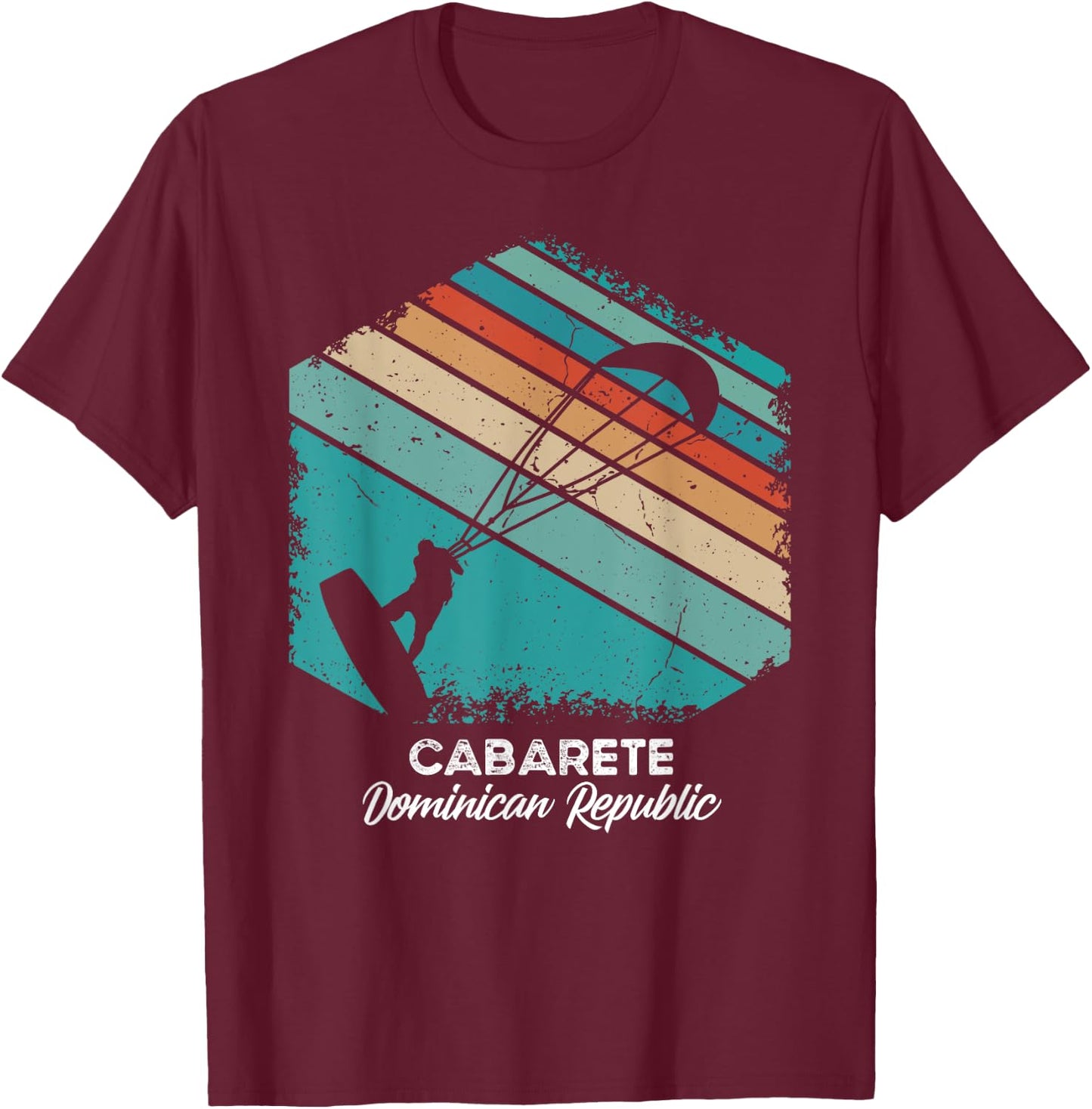 Vintage Retro Kitesurf Cabarete Kite Surfing T-Shirt - T-Shirt | Maroon