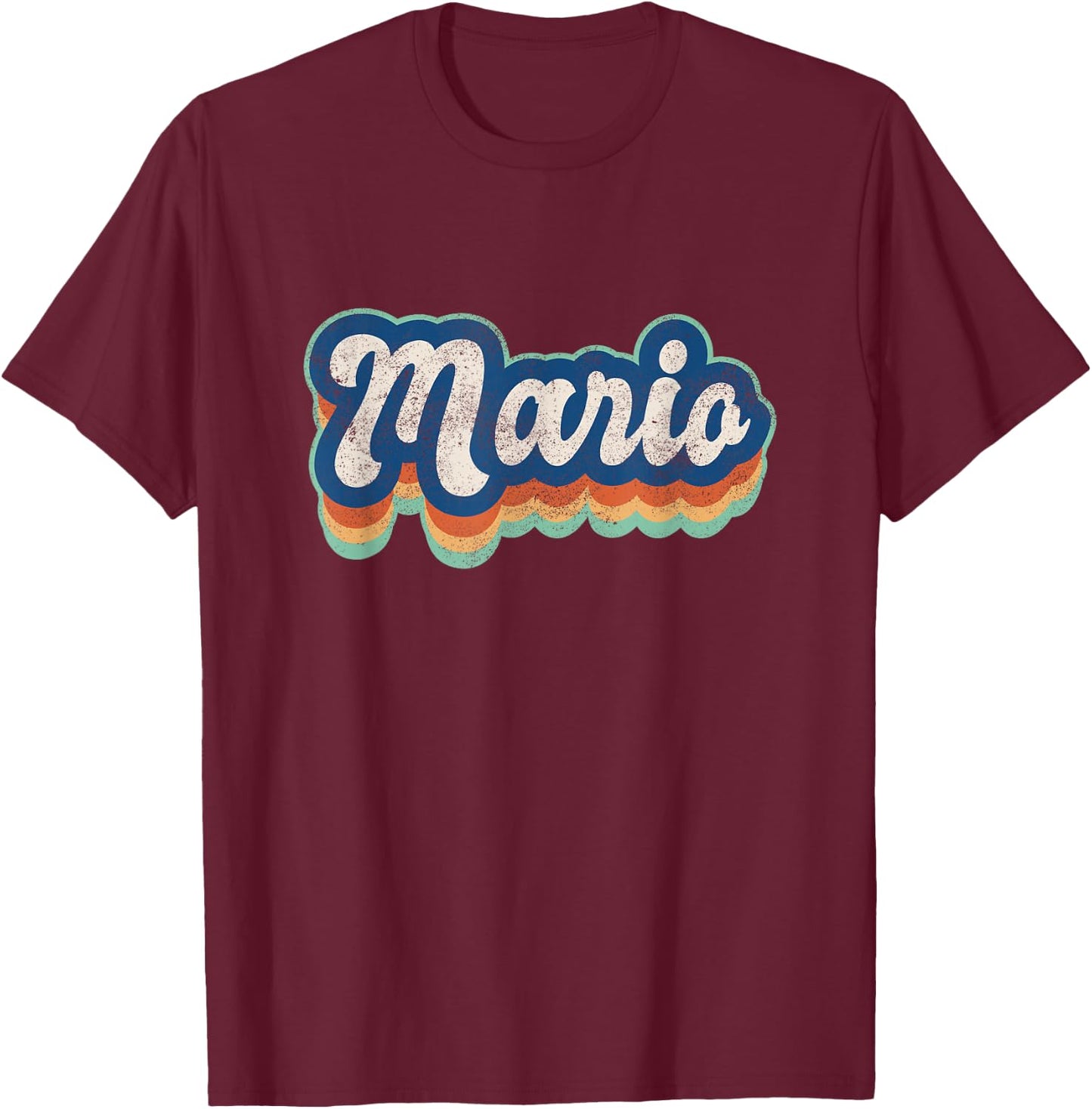Mario First Name Boy Vintage Style 70s 80s Personalized T-Shirt - T-Shirt | Maroon