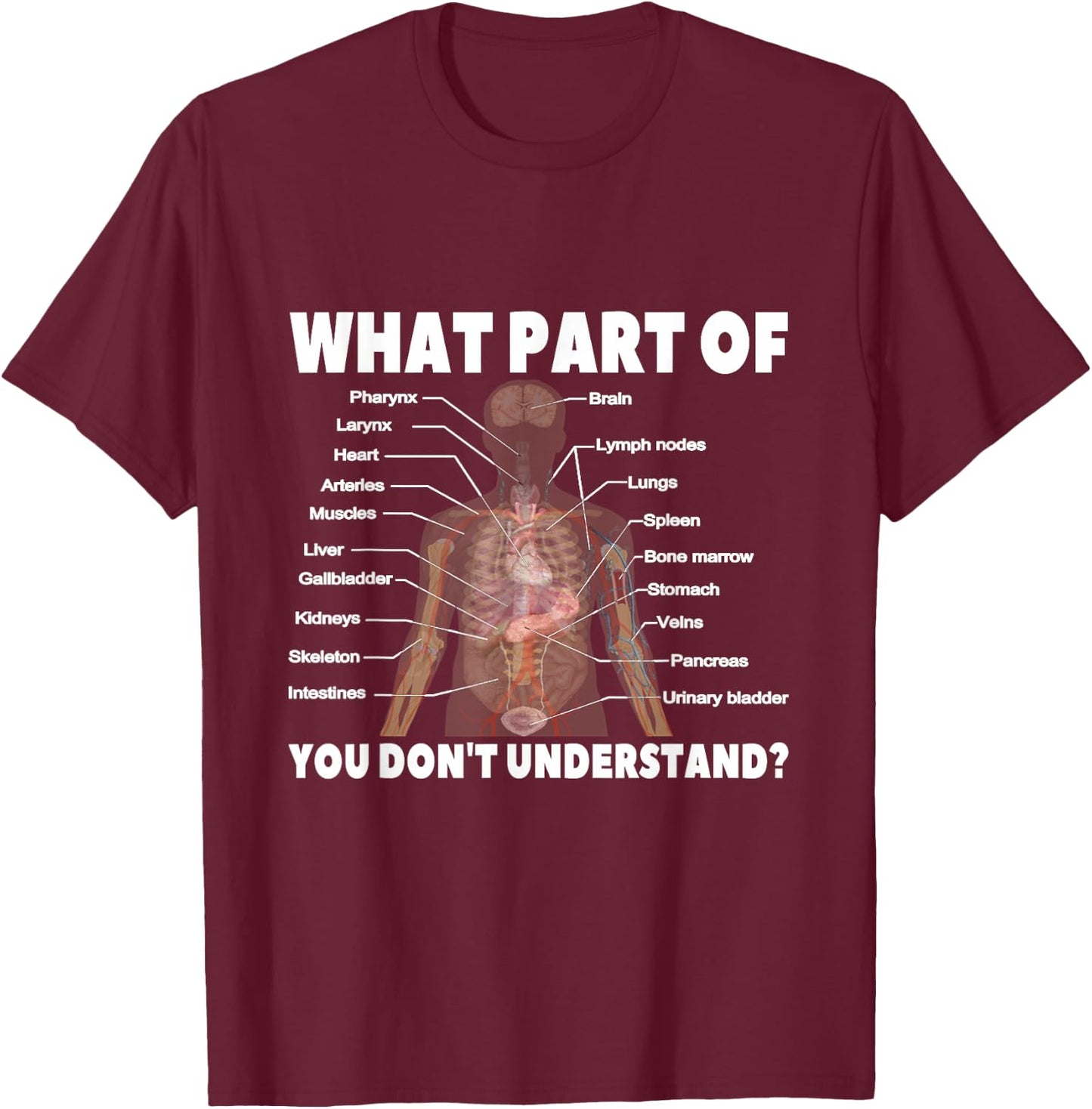 What Part Of Don't You Understand | Medical Anatomy Human T-Shirt - T-Shirt | Maroon
