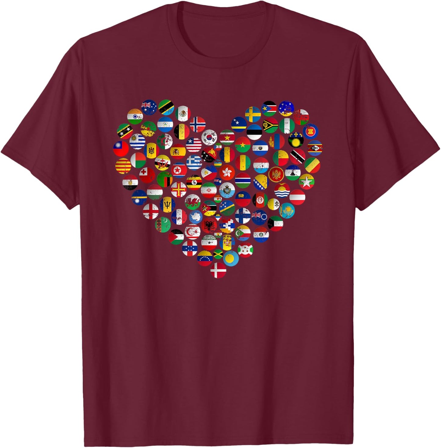 World Flags Earth Day T-Shirt - T-Shirt | Maroon