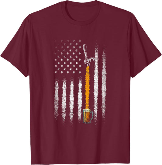 USA Flag Craft Beer Women Men T-Shirt - T-Shirt | Maroon
