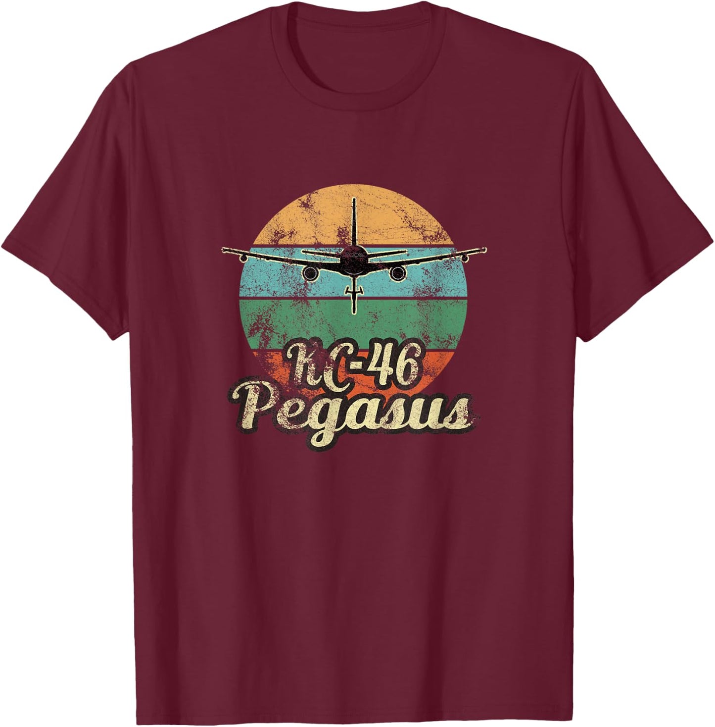 KC-46 Pegasus Vintage Sunset Air Refueling Airplane T-Shirt - T-Shirt | Maroon