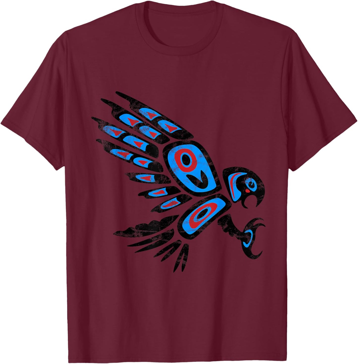 native american red tailed hawk bird Totem tribal T-Shirt - T-Shirt | Maroon