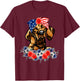 Vizsla Dog American Flag Patriotic 4th Of July T-Shirt - T-Shirt | Maroon