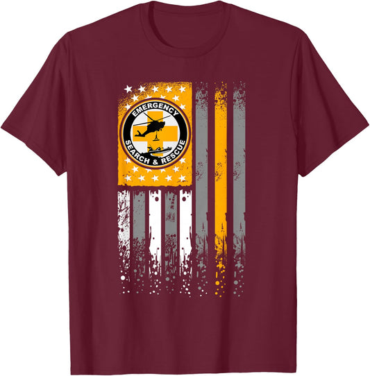 Search and Rescue - Thin Orange Line SAR Emergency Team T-Shirt - T-Shirt | Maroon